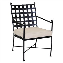 Aurore French Beige Cushion Metal Outdoor Dining Arm Chair