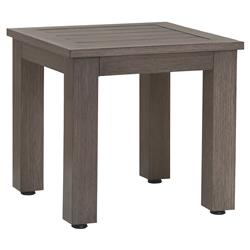 Ezra Modern Taupe Grey Aluminum Square Outdoor Side End Table