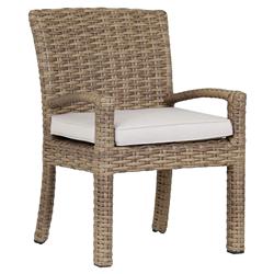 Aria Coastal Beige Cushion Brown Outdoor Dining Arm Chair
