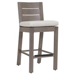 Ezra Modern Taupe Grey Aluminum Beige Cushion Outdoor Bar Stool