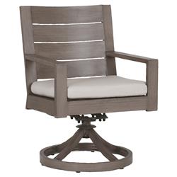 Ezra Modern Taupe Grey Aluminum Beige Outdoor Swivel Arm Chair