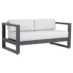Finn Modern Grey Cushion Metal Outdoor Loveseat