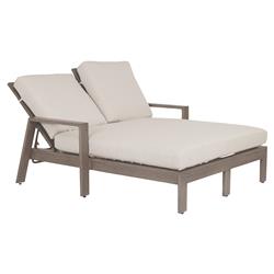 Ezra Modern Taupe Grey Aluminum Outdoor Double Chaise Lounge