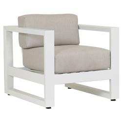 Roman Modern Grey Cushion White Metal Outdoor Accent Club Chair