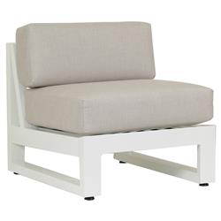 Roman Modern Grey Cushion White Metal Outdoor Armless Chair