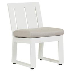 Roman Modern Grey Cushion White Metal Outdoor Dining Side Chair