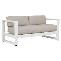 Roman Modern Grey Cushion White Metal Outdoor Loveseat