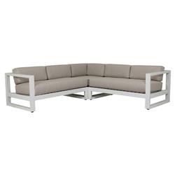 Roman Modern Grey Cushion White Metal Outdoor Sectional Sofa