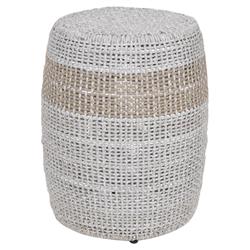 Lorry Coastal Beach Taupe Woven Rope Round Outdoor Side End Table
