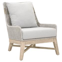 Theodore Coastal Beach Grey Woven Cushion Solid Teak Outdoor Occasional Chair