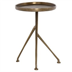 Soledad Industrial Loft Antique Brass Aluminum Tripod Base Outdoor Oval Side Table