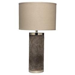 Isaac Rustic Lodge Grey Hide Cylinder Table Lamp