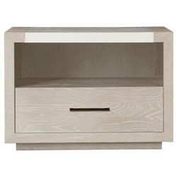 Aaren Modern Classic White Stone Top Grey Wood Nightstand