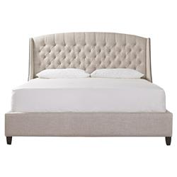 Iviana Modern Classic Light Grey Upholstered Tufted Nailhead Trim Bed - Queen