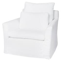 Cisco Home Donato Modern Classic White Linen Slipcovered Arm Chair