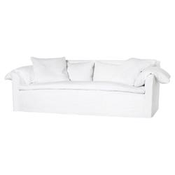Cisco Home Donato Coastal Beach Logan White Linen Slipcovered Sofa - 78&quot;