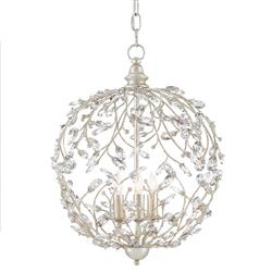 Carter French Country Silver Crystal Vine Globe Chandelier