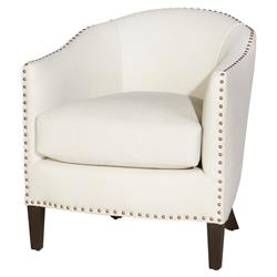 Cisco Home Crescent Modern Classic Cream Leather Round Upholstered Arm Chair