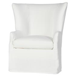 Cisco Home Federico Modern Classic White Linen Slip Cover Wing Back Arm Chair