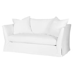 Cisco Home Seda Modern Classic White Cotton Slip Cover Loveseat