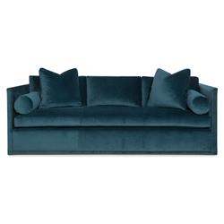 Highland House Etienne Modern Classic Blue Velvet Nailhead Trim Sofa - 84.5"W