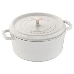 Staub White Cast Iron Round Cocotte Pot - 5.5 Quart