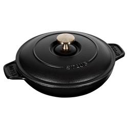 Staub Black Cast Iron Round Dish With Lid - 8 Inch