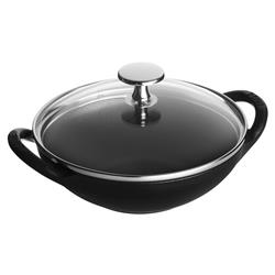 Staub Black Cast Iron Wok With Lid - 6.5 Inch