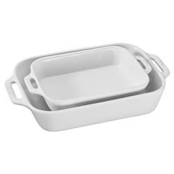 Staub White Ceramic Rectangular 2 Piece Bakeware Set