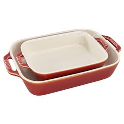 Staub Rustic Red Ceramic Rectangular 2 Piece Bakeware Set