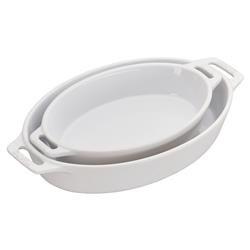 Staub White Ceramic Oval 2 Piece Bakeware Set