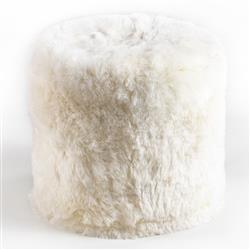 Brody Modern Classic White Short Wool Pouf