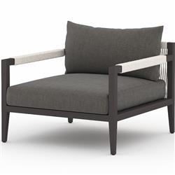 Cheryl Rustic Lodge Black Cushion Aluminum Frame Outdoor Arm Lounge Chair