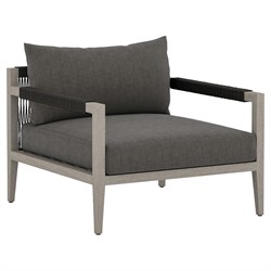 Cheryl Modern Black Cushion Grey Teak Wood Outdoor Arm Chair