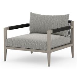 Cheryl Modern Dark Grey Cushion Teak Wood Outdoor Arm Chair