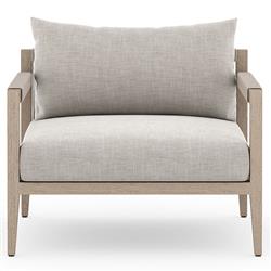 Cheryl Modern Light Grey Cushion Natural Teak Wood Outdoor Arm Chair