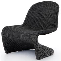 Ivanna Coastal Beach Black Woven Wicker Outdoor Lounge Chair
