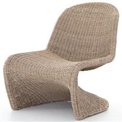 Ivanna Coastal Beach Beige Woven Wicker Outdoor Lounge Chair