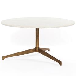 Parker Modern Classic White Marble Top Gold Aluminum Round Round Coffee Table