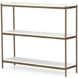 Kian Modern Classic White Marble Top Antique Gold Metal Console Table