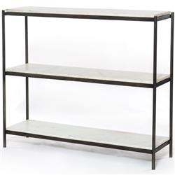 Kian Modern Classic White Marble Top Grey Metal Console Table