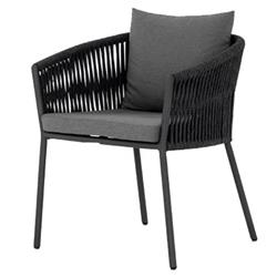 Porter Modern Classic Tall Grey Cushion Black Woven Metal Outdoor Dining Chair