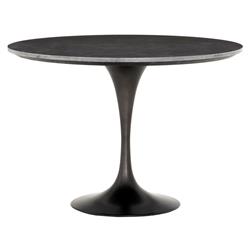 Perry Modern Classic Black Bluestone Top Iron Round Dining Table - 42"W