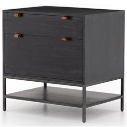 Theodore Industrial Loft Black Wood Filing Cabinet