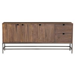 Theodore Industrial Loft Brown Wood Grey Iron 3 Door 2 Drawer Sideboard