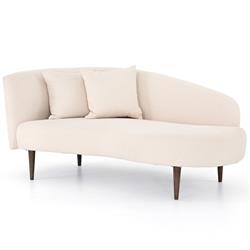 James Modern Classic Beige Performance Brown Oak Wood Chaise Lounge - Left Arm Facing