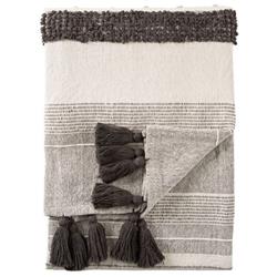 Sojourn Global Grey Patterned Ivory Cotton Throw Blanket