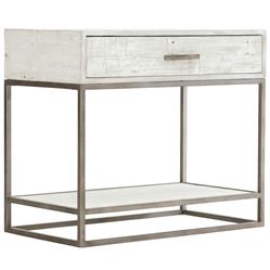 Maxine Industrial Loft Brushed White Wood Steel Nightstand