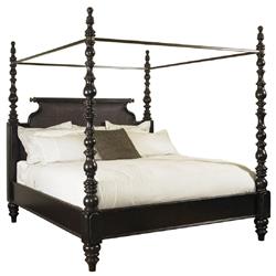Sovereign French Country Dark Brown Turned Wood Canopy Bed - Queen