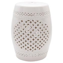 Maggie Modern Classic White Glazed Ceramic Garden Stool
